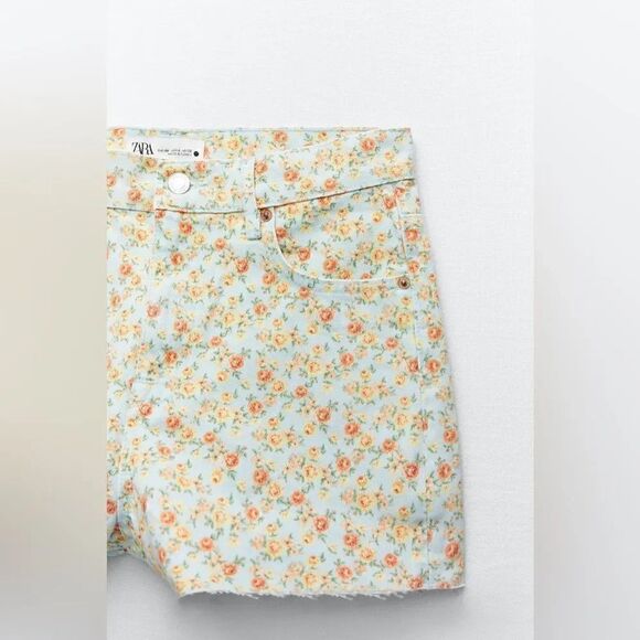ZARA FLORAL DENIM ZW THE ‘90S SHORTS - Picture 7 of 7